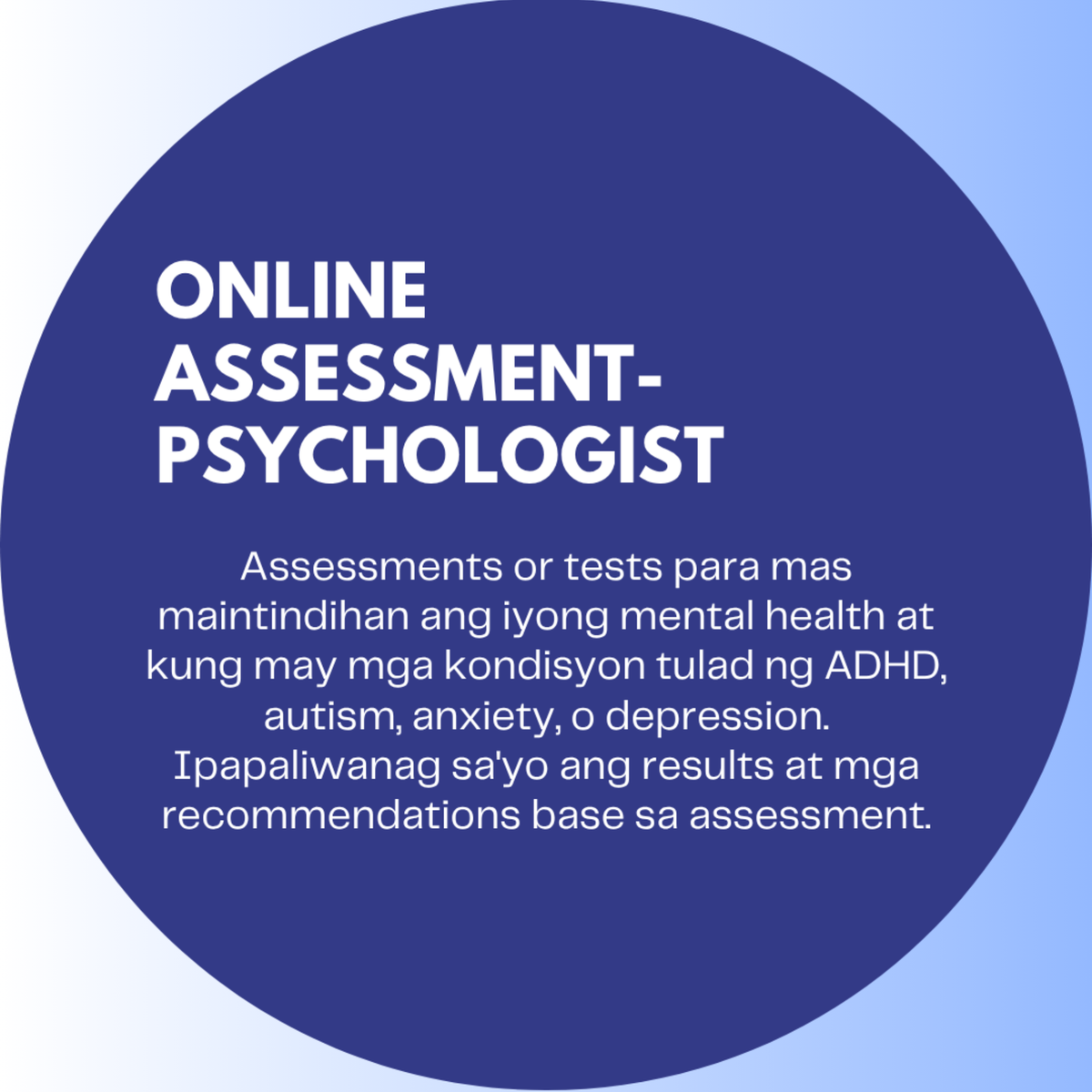 Online Assessment Package (Licensed Psychologist) UP TO 2 HRS